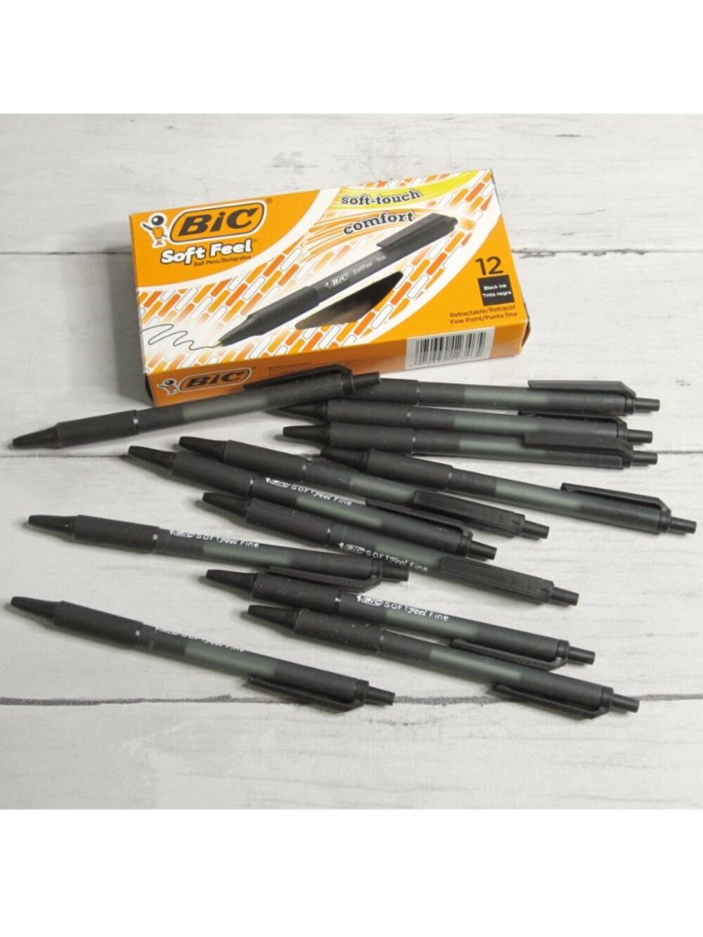 Bic Soft Feel Ball Point Pens Black Ink Boxed Set of 12
